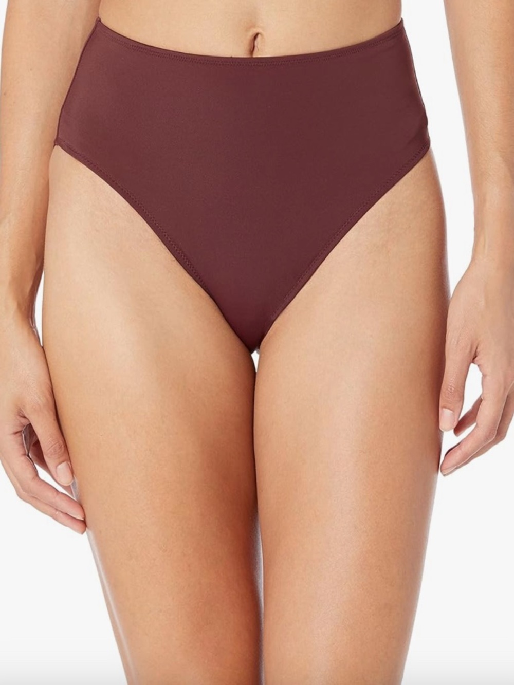 High-Waist Swim Bottoms in Deep‎ Maroon
